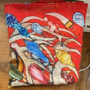 swash london unisex gothcore whimsy goth wool sheer orange red scarf